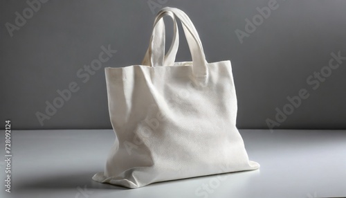 blank white fabric canvas bag on white background