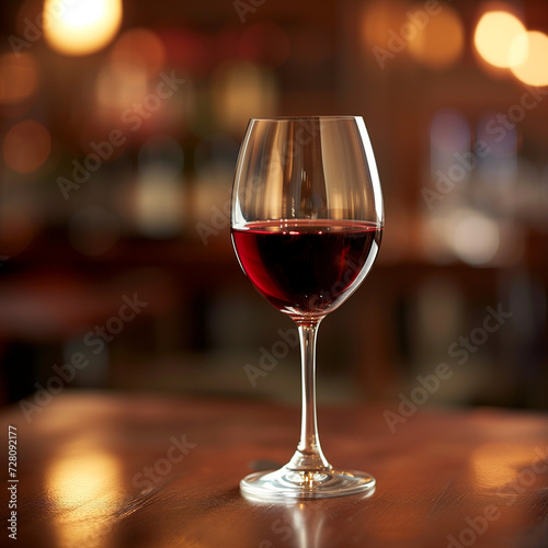 Elegant Glass of Red Wine with Blurred Background