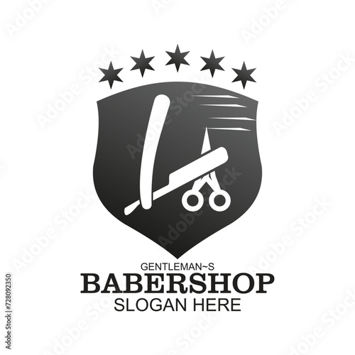 Babershop logo design simple concept Premium Vector