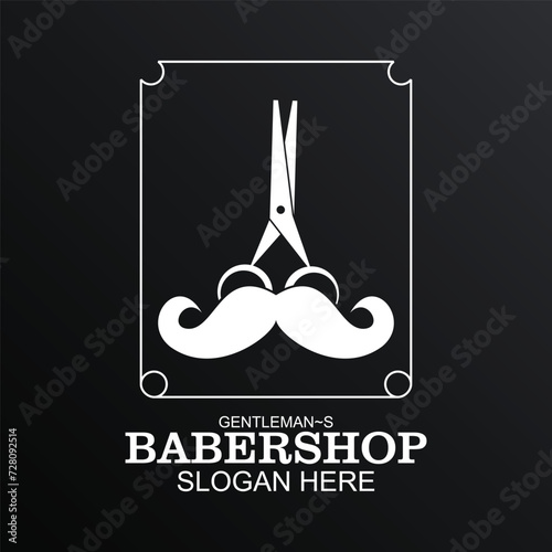 Babershop logo design simple concept Premium Vector
