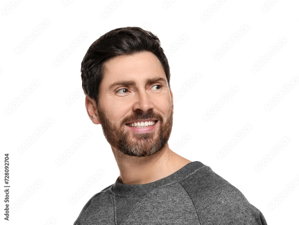 Smiling man with healthy clean teeth on white background Smiling man with healthy clean teeth on white background