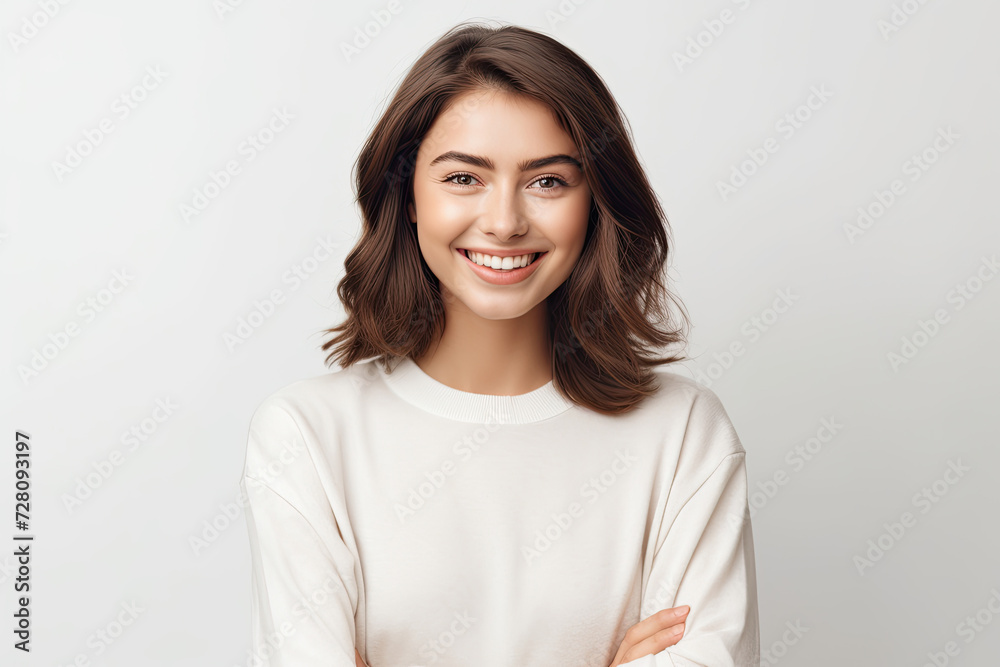Beautiful portrait of stunning attractive brunette woman in studio setting Beautiful portrait of stunning attractive brunette woman in studio setting