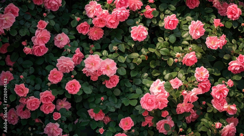 Rose bush texture background generative AI Rose bush texture background generative AI