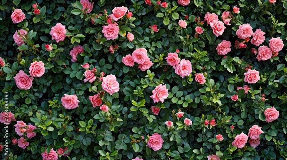 Rose bush texture background generative AI Rose bush texture background generative AI