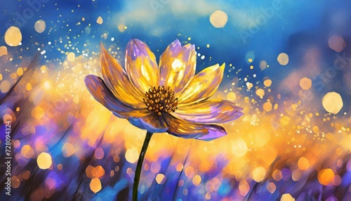Wonderful fairy flower in an enchanting meadow. Art card