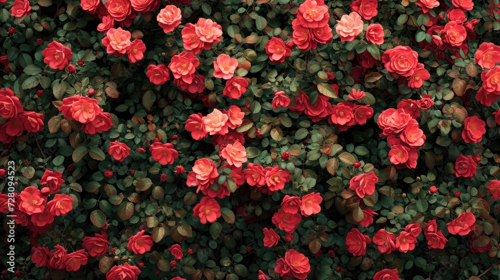 Rose bush texture background generative AI Rose bush texture background generative AI