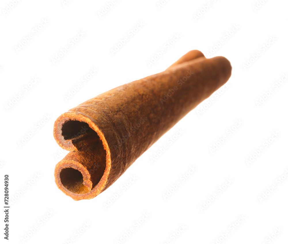 One aromatic cinnamon stick isolated on white One aromatic cinnamon stick isolated on white