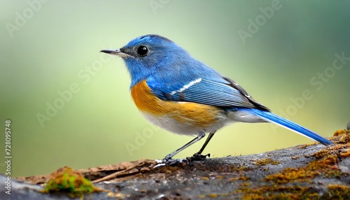 himalayan bluetail or red flanked orange flanked bush robin tarsiger rufilatus lovely blue bird with yellow marking on its wings on white background fascinated nature photo
