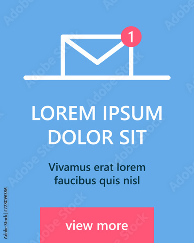 vector template banner with envelope and button