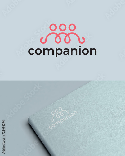 Vector logo on the theme of team, group, command symbol and startup. Vector illustration.