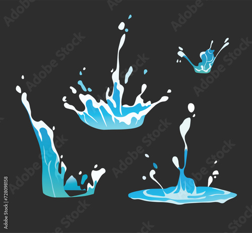 Ocean water splesh vector illustration Set