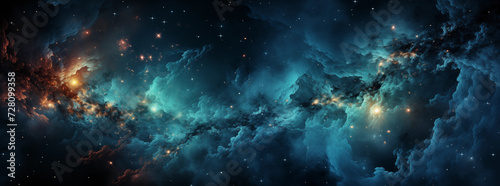 fantasy scifi gaseous nebula and stars in space bacground banner