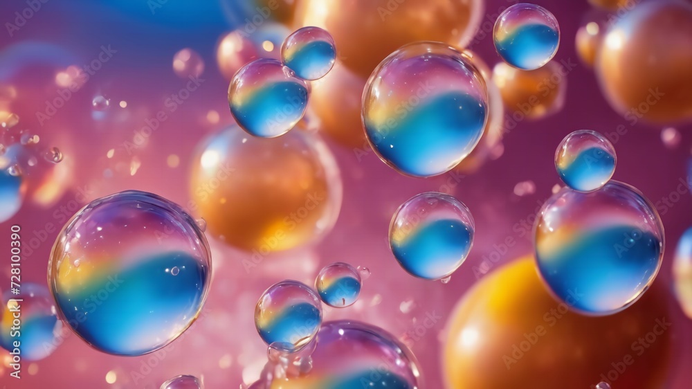 Beautiful soap bubbles in delicate pastel colors, colorful background with bubbles shimmering in the light.Ai generative