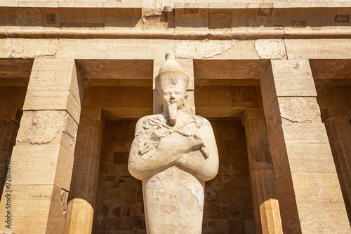 Statue of Pharoah Hatshepsut in the Mortuary Temple of Hatshepsut in the Valley of the Kings near Luxor, Egypt