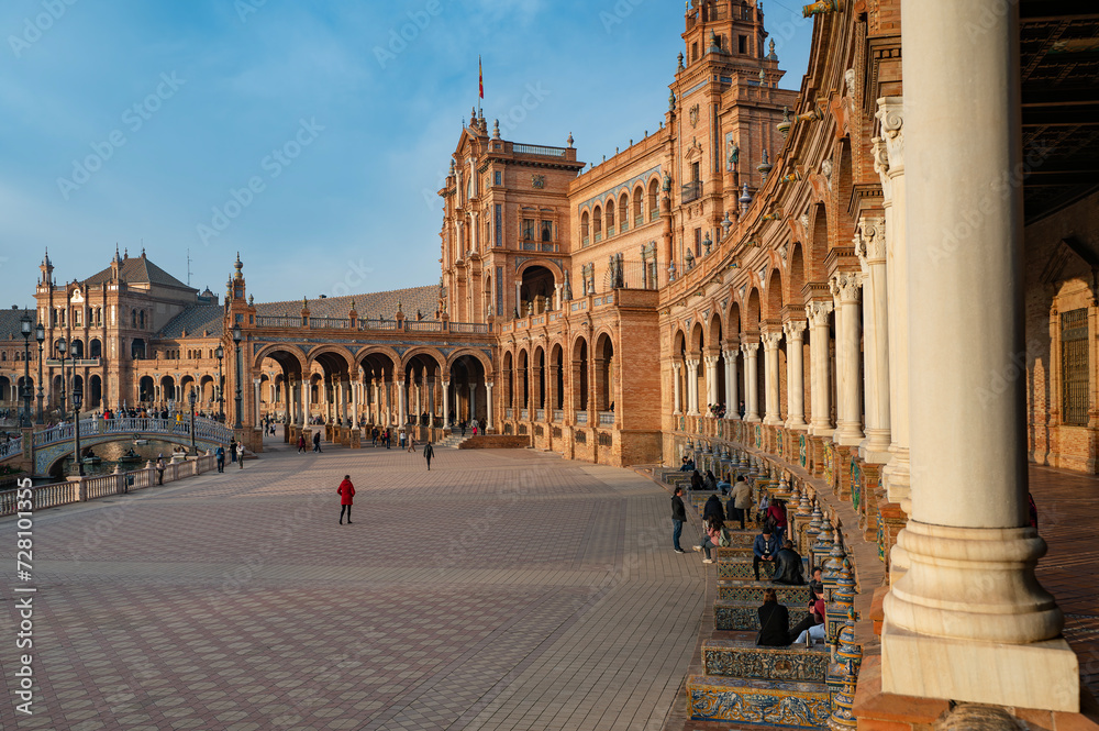 SPANISH SQUARE in Seville (Plaza de España). - obrazy, fototapety, plakaty 