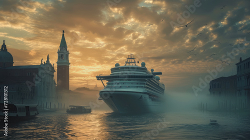 Giant cruise ship moors off Venice photo