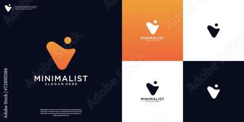 Letter V initial logo icon design template. minimalist, modern, elegant