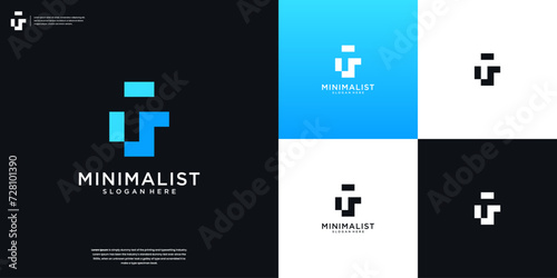 Abstract Letter T and S or TS technology logo design inspiration