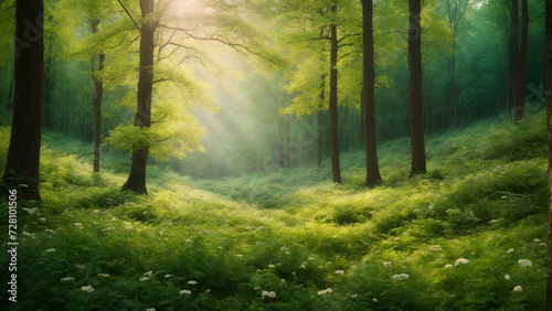 Morning in the spring forest