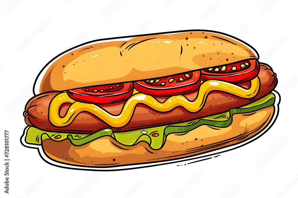 Hot Dog Extravaganza: Verlockender Snack auf weißem Grund Hot Dog Extravaganza: Verlockender Snack auf weißem Grund