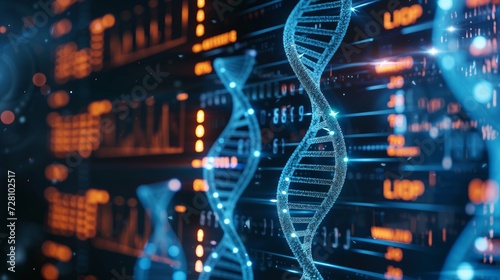 biotechnology genetic research concept, analysis dna software on computer, bioinformatics methods in genome research