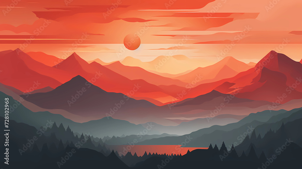 Abstract Mountain Sunset
