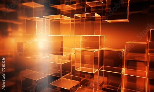 Bright orange glow cube Business Background