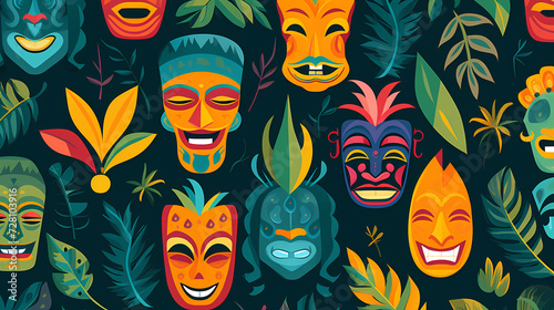 Tiki Vibes: Exotic Masks, Tropical Motifs