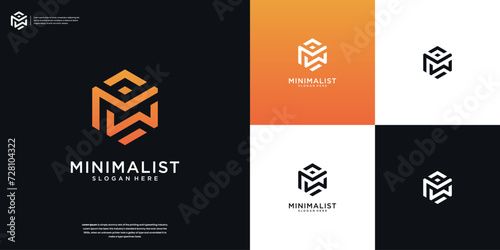 Modern and unique letter M with W or MW initials logo design.