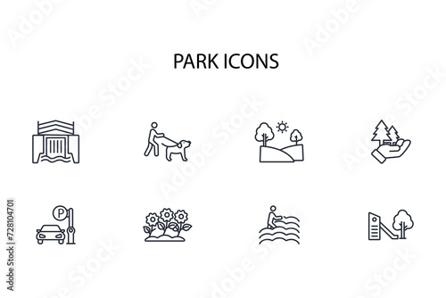 park icon set.vector.Editable stroke.linear style sign for use web design,logo.Symbol illustration.