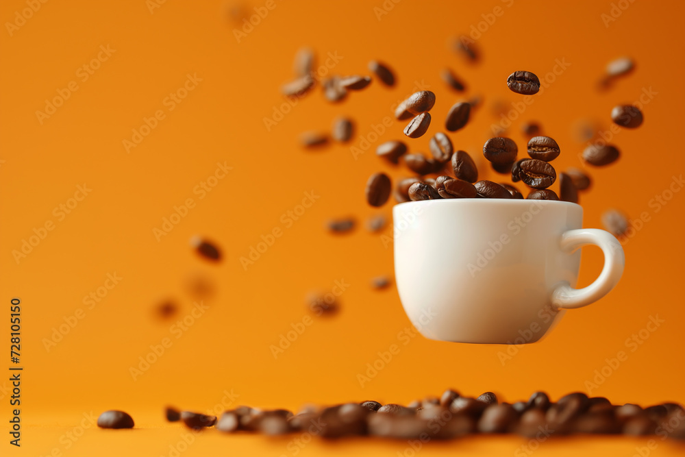 Obraz premium Mock-up of a coffee concept, coffee pack with beans, product presentation