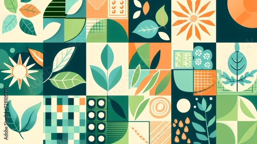 Abstract Geometric Nature Pattern Collage
