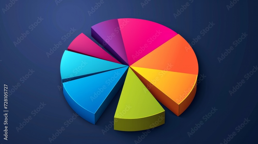 Pie chart parts for infographic. Circle sections 4, 8, 12. Percent graph, diagrama statistic wheel. Slice vector graphic elements