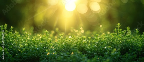 Sun Shining Through Trees in Grass