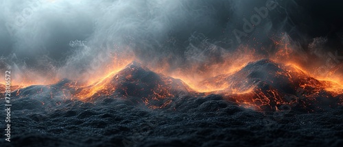 Mountain Engulfed in Fire and Smoke