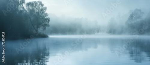 Enchanting Misty Morning: River Shrouded in Misty Morning Haze