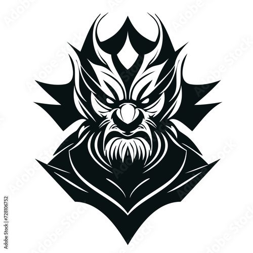 Tribal tattoo of the wolf mascot head silhouette, monster head logo design illustration with transparent background