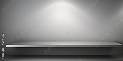 Wallpaper Mural Realistic mockup of silver steel countertop, empty shelf on gray background with spot light. Torontodigital.ca