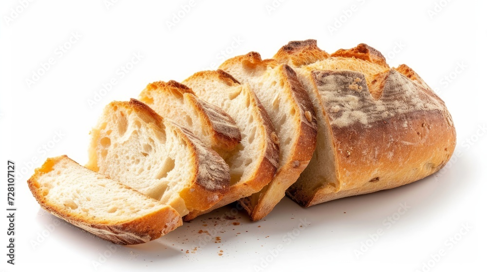 Sliced Sourdough Bread isolated on white background, homemade bakery concept