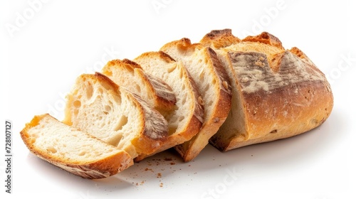 Sliced Sourdough Bread isolated on white background  homemade bakery concept