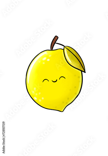 yellow lemon kawaii illustration cute fruits