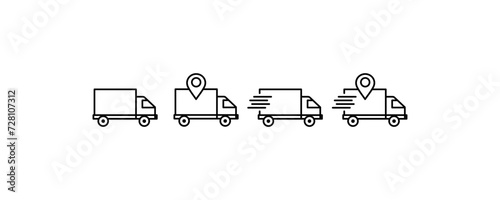 Delivery truck icon. Shopping truck icon,4 kinds of trucks vector illustration isolated on white background.
