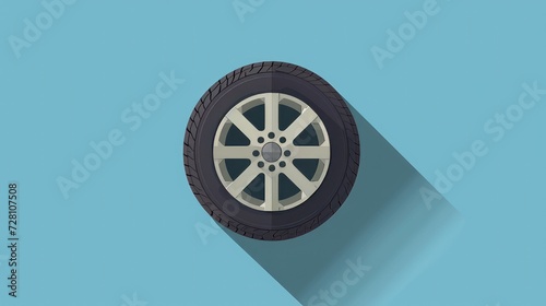 Tire and wheel icon flat vector design