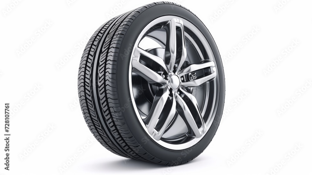 Wheel car, Car tire, Aluminum wheels isolated on white background