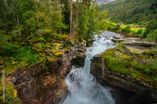 Fototapeta Naklejka Na Ścianę i Meble -  Gudbrandsjuvet  small, but scenic gorge in the Valldalen near the Hamlet Alstad (Norddal) in the region More og Romsdal, Norway.