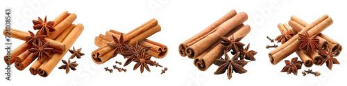 Cinnamon Sticks with Star Anise Hyperrealistic Highly Detailed Isolated On Transparent Background Png File