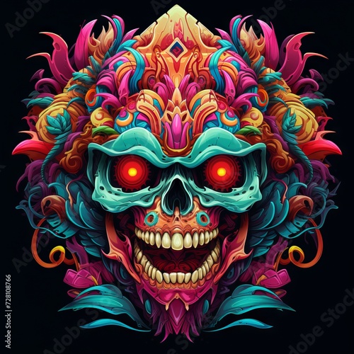 Vibrant Psychedelic Melting Skull Artwork