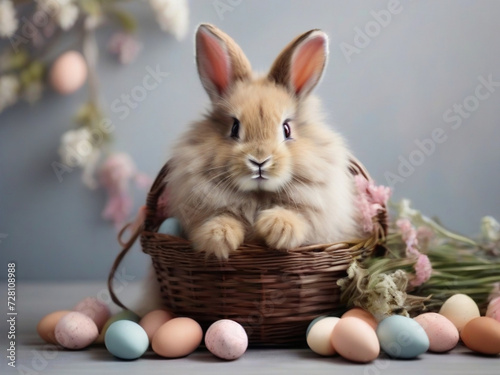 easter bunny with eggs