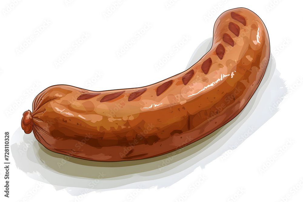 Sommerspezialität: Perfekt gegrillte Bratwurst auf weißem Grund Sommerspezialität: Perfekt gegrillte Bratwurst auf weißem Grund