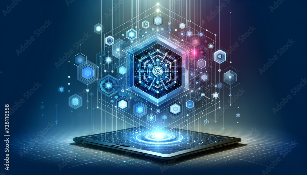 Fototapeta premium Geometric futuristic interface representing biomedical informatics
